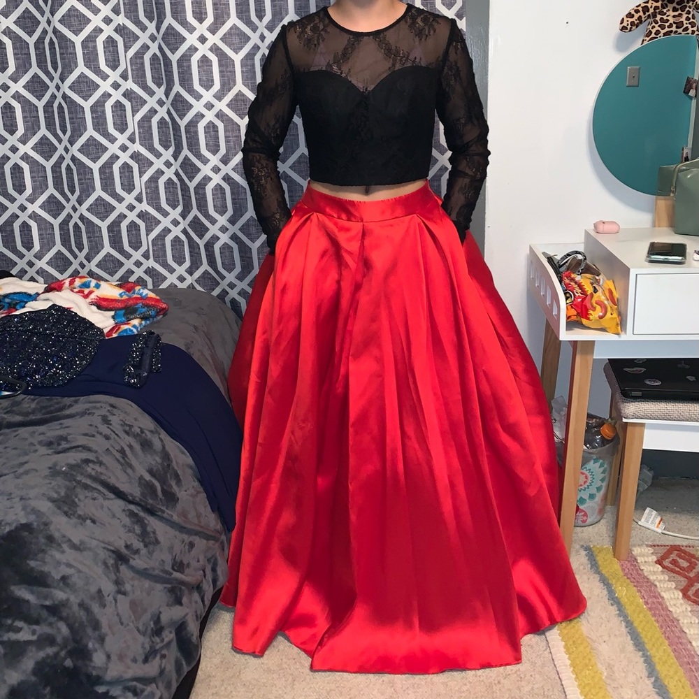 Red & black prom dress 2 piece